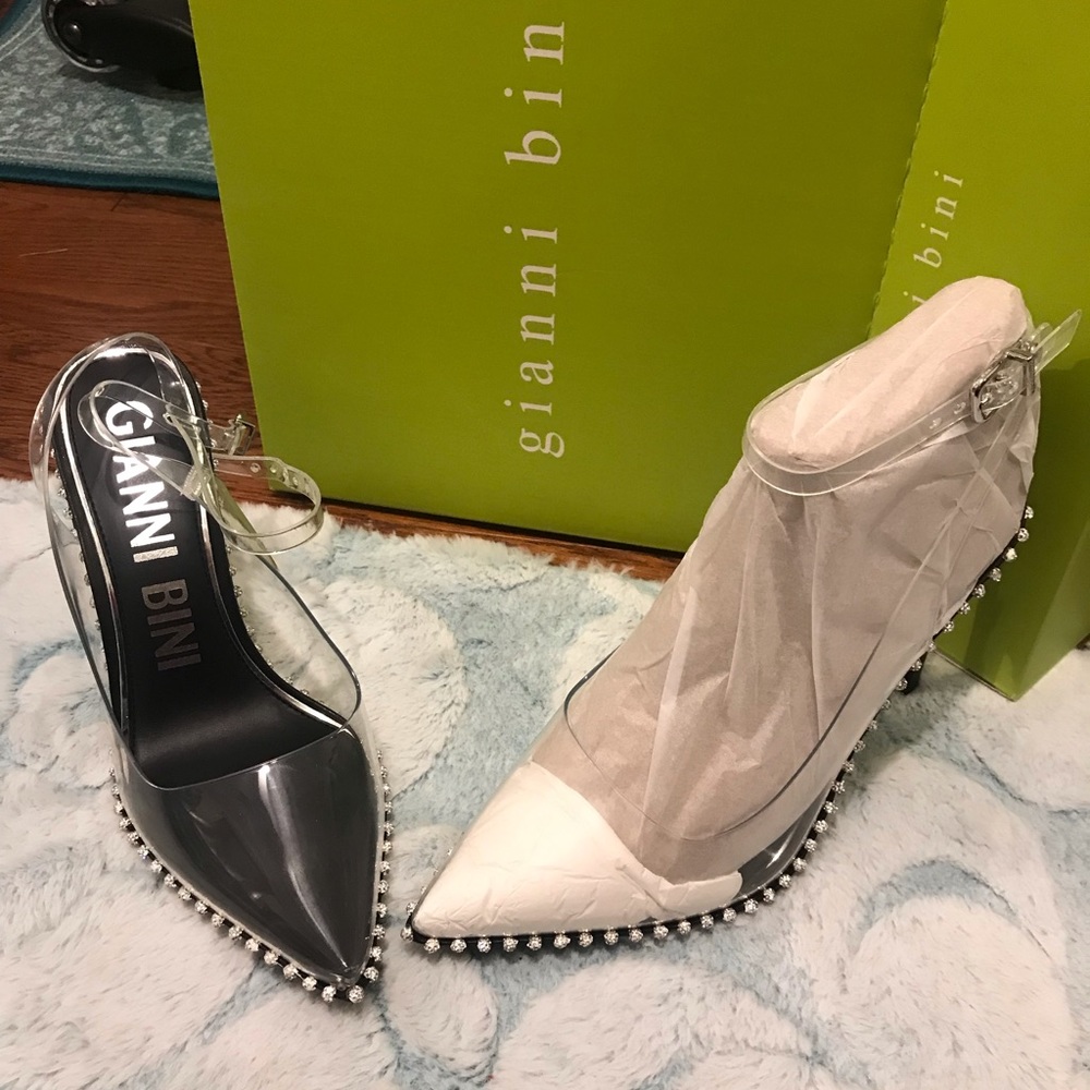 Gianni bini clearrhinestone heels beautiful never worn sz 8